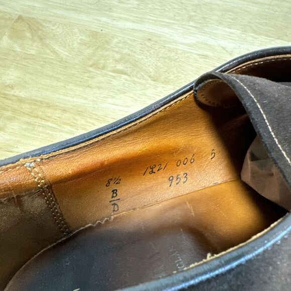Alden 953 Plain Toe Monk Strap Shoes Men's 8.5 Mocha Brown Suede Leather - Picture 7 of 16